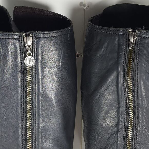 LIBERTY Black Tall Moto Boots with Buckle - Picture 13 of 16